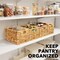 4 Pack Spring Wicker Basket, Storage Baskets for Organizing, Woven Rattan Basket with Handles for Shelves, Water Hyacinth Large Cube Organizer Storage Bin, 13x8.2x7 inch, Natural